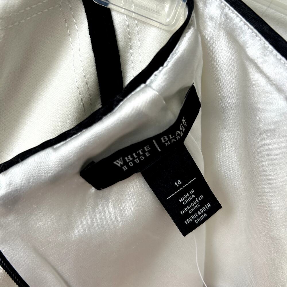 White House Black Market Ponte Pencil Skirt Size 14 NWT White Black Lattice - Picture 3 of 9